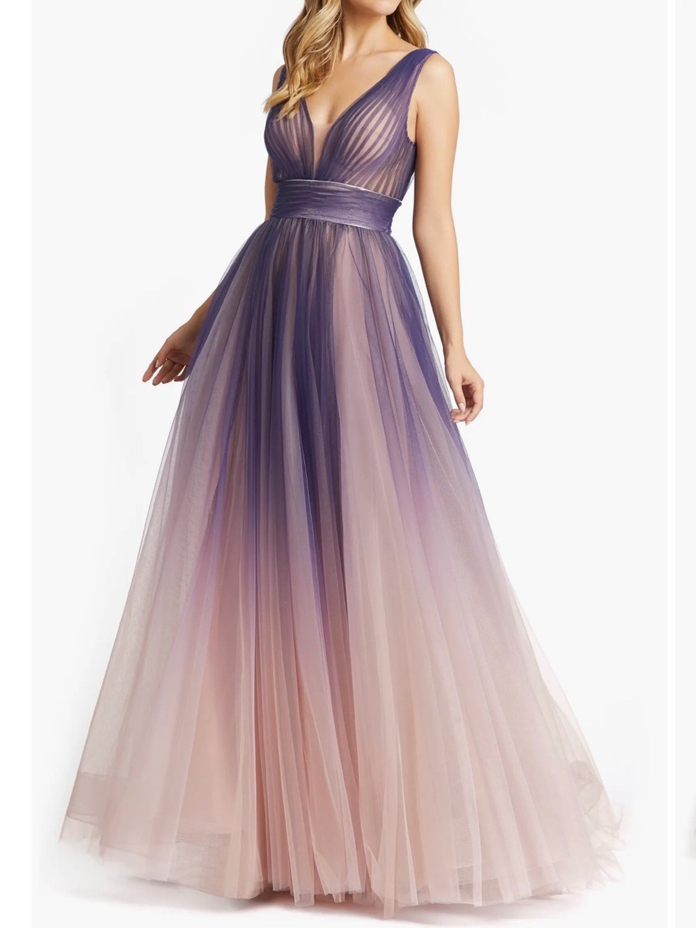 Mac Duggal Elegant Ombre Tulle Evening Gown - Purple and Blush